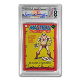 JJ VINTY · 1981 MASTERS OF THE UNIVERSE / HE-MAN · 1 OV 1 · HANDHELD ART · COLLECTOR CARD